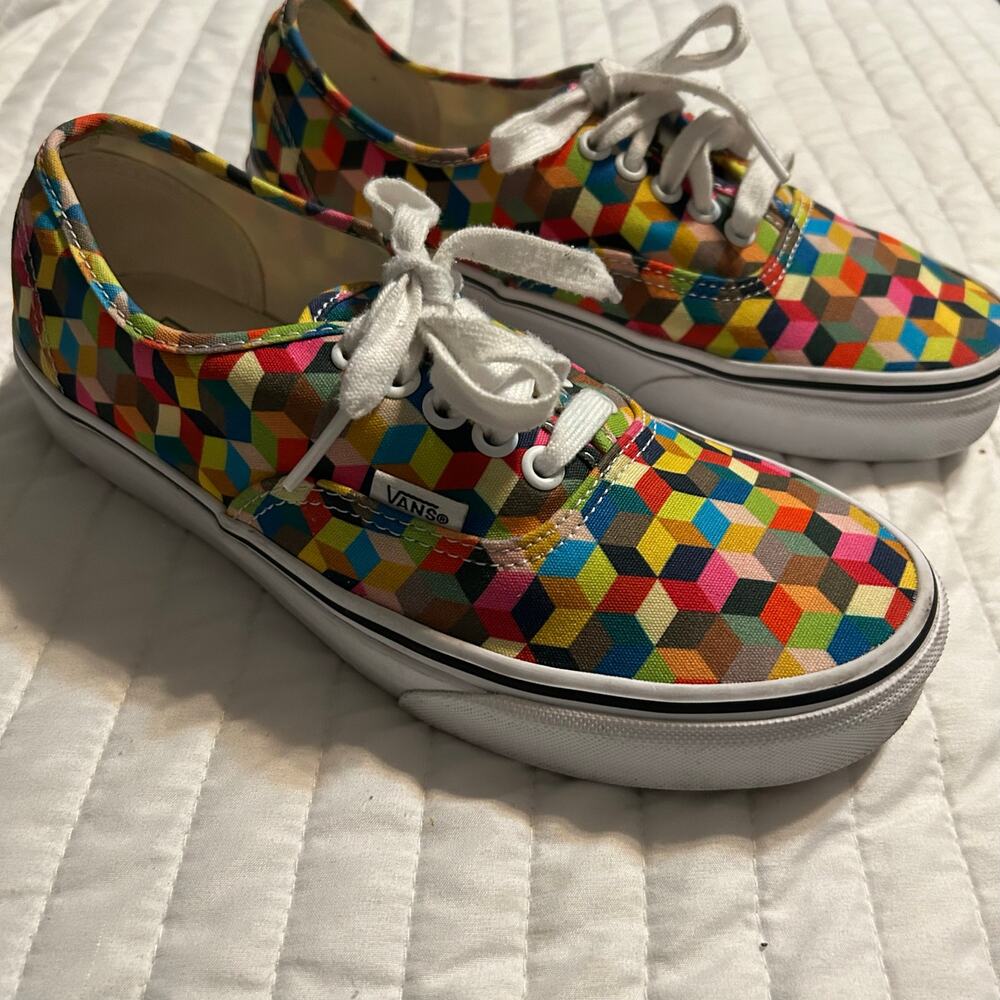 Vans Authentic Multicolor Geometric Cube Print Sn… - image 3